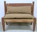 Primitive Country Redpainted Wooden Rope Settee
