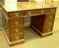 Kittinger Georgianstyle Leatherinset Flattop Carved Mahogany Doublepedestal Desk