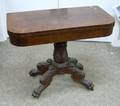 Classical Carved Mahogany and Mahogany Veneer Card Table with Paw Feet