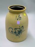 Cobalt Floral Decorated Stoneware 1 12 Gallon Crock