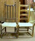 18th Century Brownstained Bannisterback Side Chair and a Ladderback Side Chair