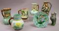 Five Assorted Majolica Jugs and a Plate and an Allervale Torquay Ewer