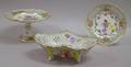 Three Pieces of Dresden Handpainted and Transfer Decorated Reticulated Porcelain