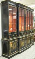 Georgianstyle Chinoiserie Decorated Glazed Twopart Breakfront Bookcase