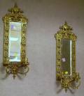 Pair of Victorian Cast Brass Mirrored Wall Sconces