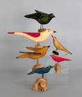 Six carved and polychromed birds earlymid 20th c
