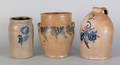 Two stoneware crocks and a jug 19th c