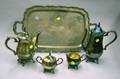 Fourpiece Silver Plated Tea and Coffee Set with a Serving Tray