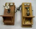 Two Oak WallMounted Magneto Telephones