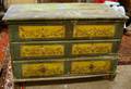 European Provincial Polychrome Decorated Wooden Blanket Chest over Long Drawer