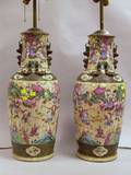 Pair of Chinese Export Porcelain Vase Table Lamps