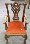 Childs Chippendalestyle Carved Mahogany Armchair