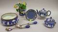Six Dark Blue Jasperware Table Articles