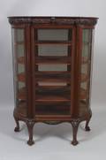 Late Victorian Carved Mahogany and Curved Glass Dshaped Mirrored Display Cabinet