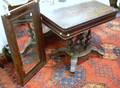 Empire Mahogany and Mahogany Veneer Pedestalbase Card Table and an Ogee Mirror