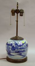 Chinese Export Porcelain Blue and White Ginger Jar Table Lamp