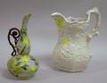 English Ceramic Pitcher and a Handpainted Porcelain Ewer