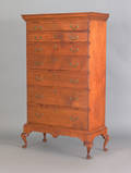 New England Queen Anne figured maple chest on frame 18th c