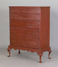 New England Queen Anne painted pine mule chest on stand 18th c
