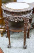 Chinese Marbleinset Carved Hardwood Table