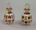 Pair of Europeantype WhiteCuttoCranberry Glass Perfumes