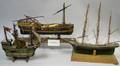 Eight Painted Wooden Sailing Ship Models