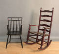 Fiveslat ladderback rocker together with a birdcage windsor armchair