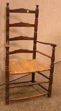 18th Century Turned Stained Maple Slatback Armchair