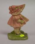 Painted Cast Iron Bonnet Girl Doorstop
