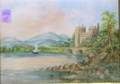 Gilt Oak Framed Sisters of Notre Dame Handpainted Castle Landscape Limoges Porcelain Plaque