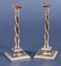 Pair of Georgian Weighted Sheffield Plate Candlesticks