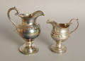 American coin silver pitcher marked Bard together with an unmarked cream pitcher
