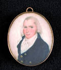 Miniature watercolor on ivory portrait of a gentleman ca 1800