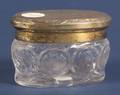 George V Goldwashed Silver Lidded Etched Glass Dresser Jar