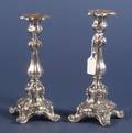 Pair of German Rococo Revival Weighted Silver Candlesticks