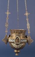 Russian Silver and Enamel Decorated Ecclesiastic Hanging Lamp
