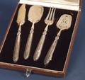 Boxed Four Piece Set of French Silver Hors doeuvres Flatware Servers