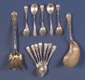 Fourteen Tiffany  Co Sterling Wave Edge Flatware Items