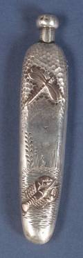 American Aesthetic Movement Sterling and Copper Scent Flask