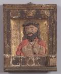 Continental Carved Wood Gesso Polychrome and Parcel Gilt Panel Depicting Christ