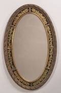 Victorian Giltwood and Verre Eglomisemounted Oval Mirror