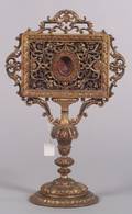 Italian Carved Parcel Gilt and Polychrome Reliquary