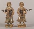 Two European Carved Wood and Gesso Angelform Pricketsticks