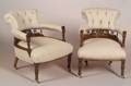 Pair Renaissance Revival Inlaid Rosewood Armchairs