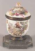 Rococostyle Dresden Porcelain and French Silver Mounted Inkwell