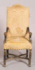 French Regence Style Carved and Painted Diminutive Open Armchair