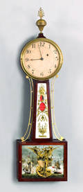 Massachusetts Federal mahogany banjo timepiece ca 1815