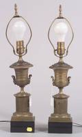 Pair of French Empirestyle Gilt Metal Campagna Urn Lamp Bases