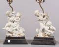 Pair of Continental White Porcelain Figural Lamp Bases