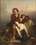 Berlin Painted Porcelain Plaque of a Gypsy Couple